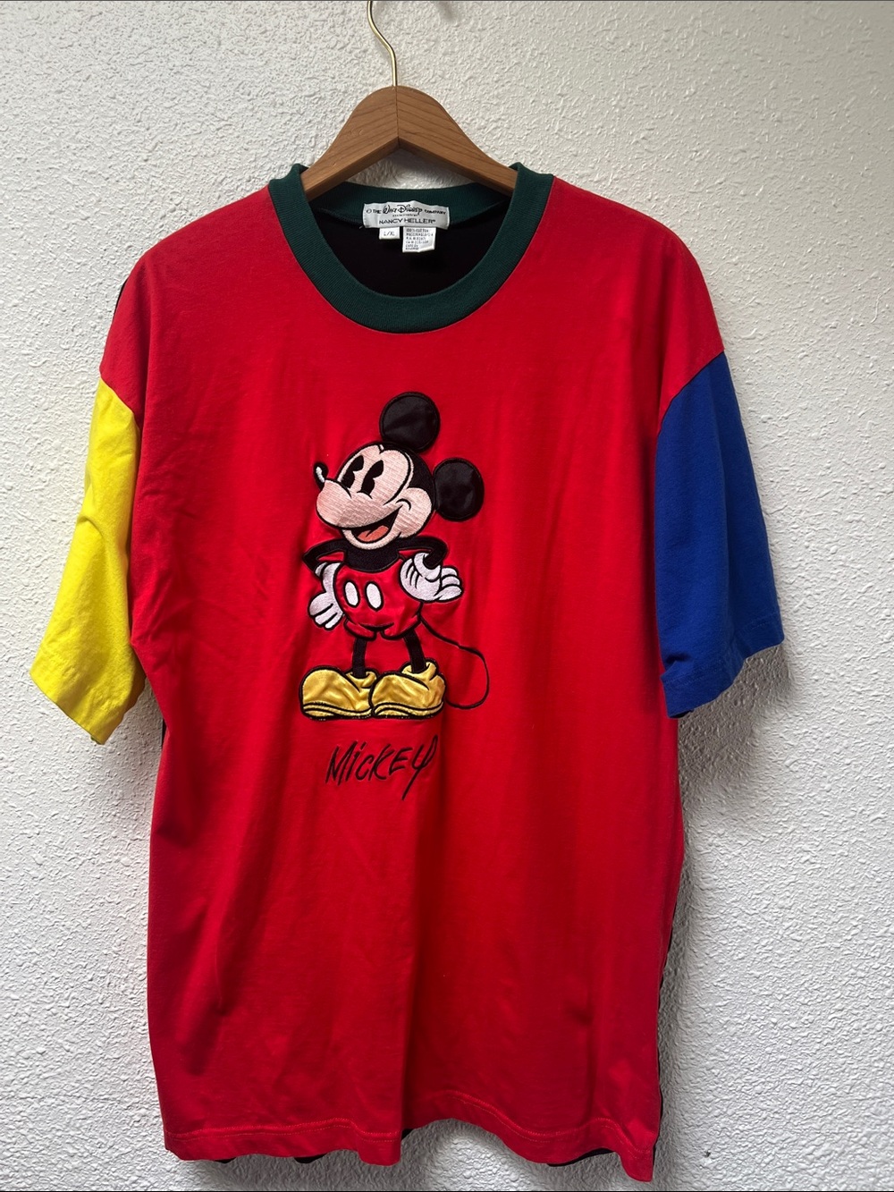 Disney Red Mickey Mouse Colorblock Short Sleeve Tee